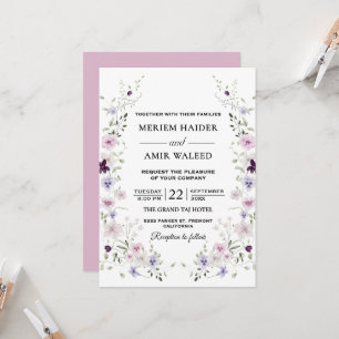 Convite Casamento Floral de Jardim Ornate de Flor Silvestr