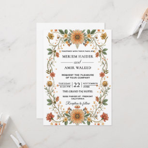 Convite Casamento Floral de Jardim Ornate Flor Silvestre