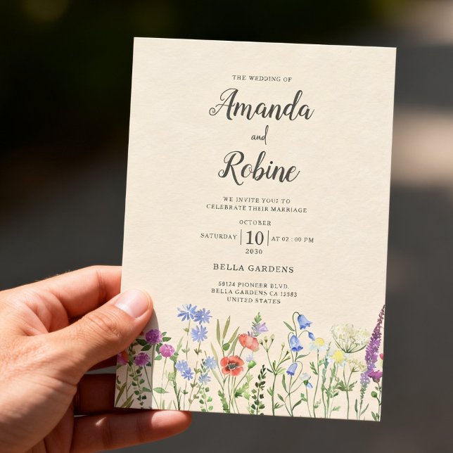 Convite Casamento Floral de Jardim Rústico com Flores Silv (Criador carregado)