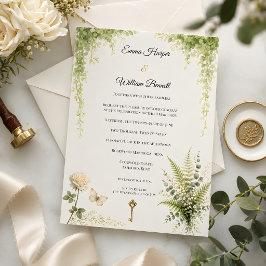 Convite Casamento Floral de Jardim Secreto de Luxo
