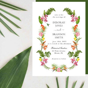 Convite Casamento Floral de Jardim Tropical & Folhagem