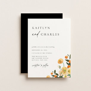 Convite Casamento Floral de Laranja Cítrica