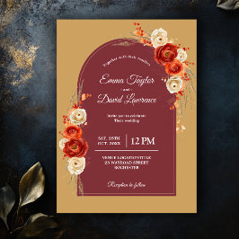 Convite Casamento floral de laranja-cor-de-laranja