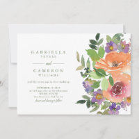 Casamento Floral de Laranja Púrpura e Laranja Mini