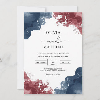 Convite Casamento Floral de Lava-Tinta Moody