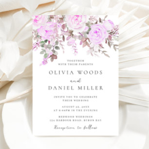 Convite Casamento Floral de lavanda e Violeta