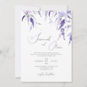Convite Casamento Floral de lavanda Elegante de Flor Selva