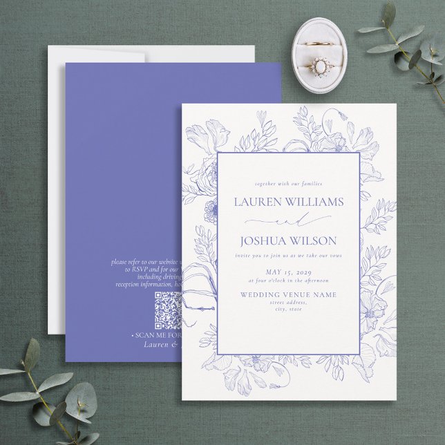 Convite Casamento Floral de Lavanda Lilac Elegante (Criador carregado)