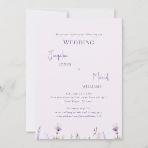 Convite Casamento Floral de Lavanda Simples