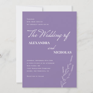 Convite Casamento Floral de Lavanda Simples Moderno