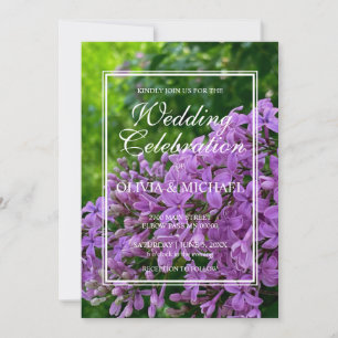 Convite Casamento floral de lavandas roxas de lilases Eleg