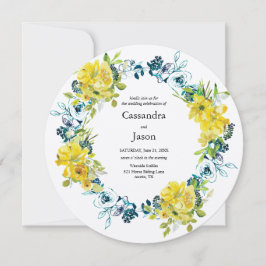 Convite Casamento Floral de Lemon Blueberry