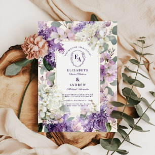Convite Casamento Floral de Lilac e Cream Garden