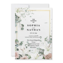 Casamento Floral de Lily Branca Elegante e Eucalyp