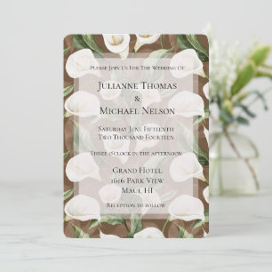 Convite Casamento Floral de Lily Lily White Brown
