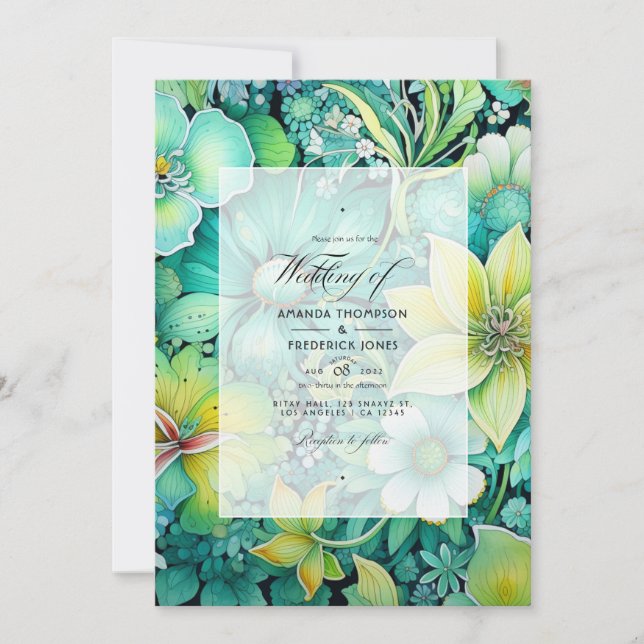 Convite Casamento Floral de Lima Cibernética (Frente)