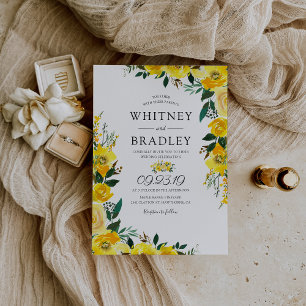 Convite Casamento Floral de Limão Amarelo de Verão