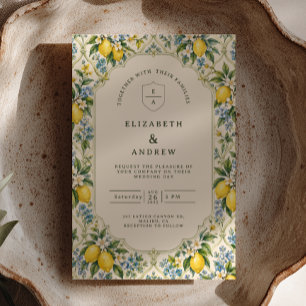 Convite Casamento Floral de Limão Amarelo Italiano