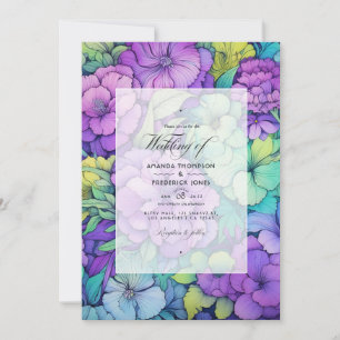 Convite Casamento Floral de Limão e Violeta