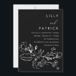 Convite Casamento Floral de Lineart Negro e Branco Minimal<br><div class="desc">Convite Floral de Casamento Floral de Lineart Preto e Branco Minimalista Ver coleção correspondente em Niche e Nest Store Muitos obrigados</div>