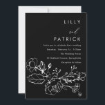 Convite Casamento Floral de Lineart Negro e Branco Minimal<br><div class="desc">Convite Floral de Casamento Floral de Lineart Preto e Branco Minimalista Ver coleção correspondente em Niche e Nest Store Muitos obrigados</div>