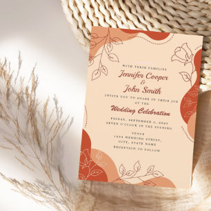 Convite Casamento Floral de Linha Moderna Terrenos Terraco