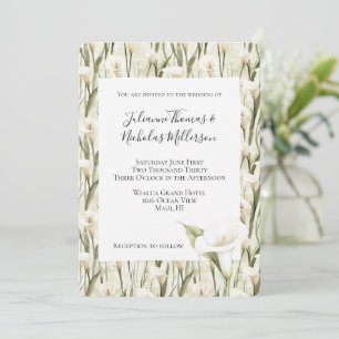 Convite Casamento Floral de Lírio de Calla Verde Branco 