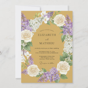 Convite Casamento Floral de Louro Mostarda