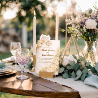 Convite Casamento Floral de Luxo com Monograma