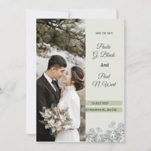 Convite Casamento Floral de Luxo Verde Branco e Rosa claro