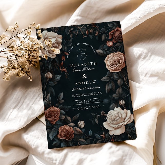 Convite Casamento Floral de Luxury Art Nouveau (Criador carregado)