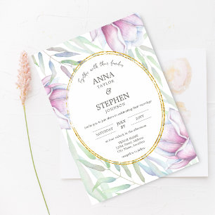 Convite Casamento Floral de Magnólia Elegante