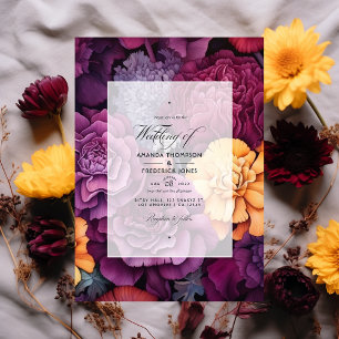 Convite Casamento Floral de Malva com Calêndula