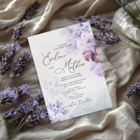 Casamento floral de marfim azul roxo e roxo