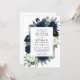 Convite Casamento Floral de Marfim Elegante e marinho Azul (Frente/Verso In Situ)