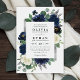 Convite Casamento Floral de Marfim Elegante e marinho Azul (Criador carregado)