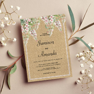 Convite Casamento floral de marfim-rosa-marfim-rosado-marf