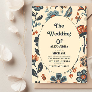 Convite Casamento floral de margarida moderno e retrô