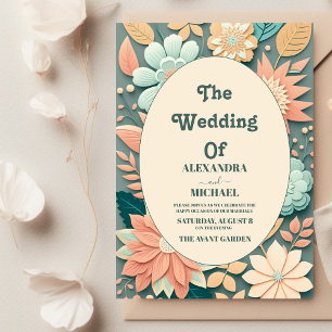 Convite Casamento floral de margarida moderno groovy paste