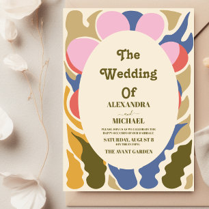 Convite Casamento floral de margarida moderno groovy paste