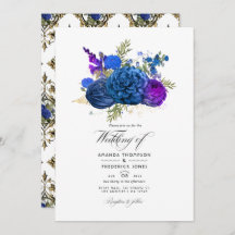 Casamento Floral de marinho Azul, Dourado e Púrpur