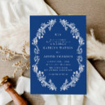 Convite Casamento floral de Marselha Bleu<br><div class="desc">Marselha Bleu,  design de casamento temático com quadro floral. As cores e o texto podem ser personalizados.</div>