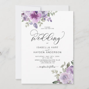 Convite Casamento Floral de Mauve Elegante Lilac Dusty Pur
