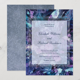 Convite Casamento Floral de Mauve Teal Modern Watercolor