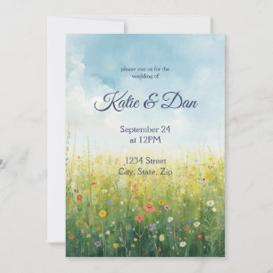 Convite Casamento Floral de Meadow Watercolor