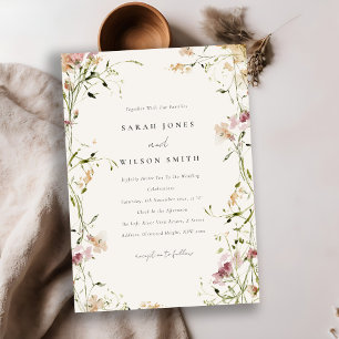 Convite Casamento Floral de Molho Pastel Blush Meadow Wate