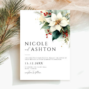 Convite Casamento Floral de Natal Moderno