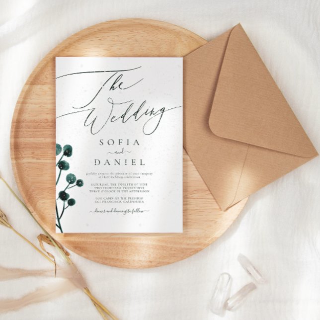 Convite Casamento Floral de Neve de inverno (Criador carregado)