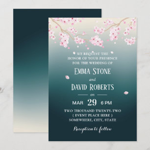 Convite Casamento Floral de Ombre de Cheiro de Cereja 