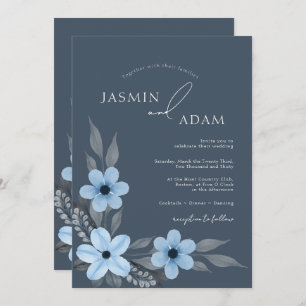 Convite Casamento Floral de Opulência Real Simples